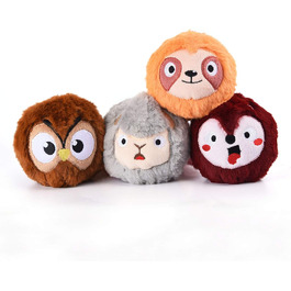 Інтерактивна іграшка для собак HugSmart Pet 2-в-1: плюшева без наповнювача та пищащий тенісний м'яч, міцна для апорту, для малих, середніх і великих порід (коричнева)