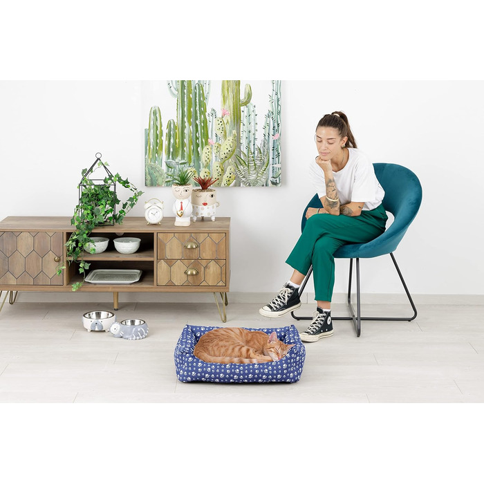 Лежак для собаки Baroni Home з двосторонньою подушкою, зірки, 70x85 см