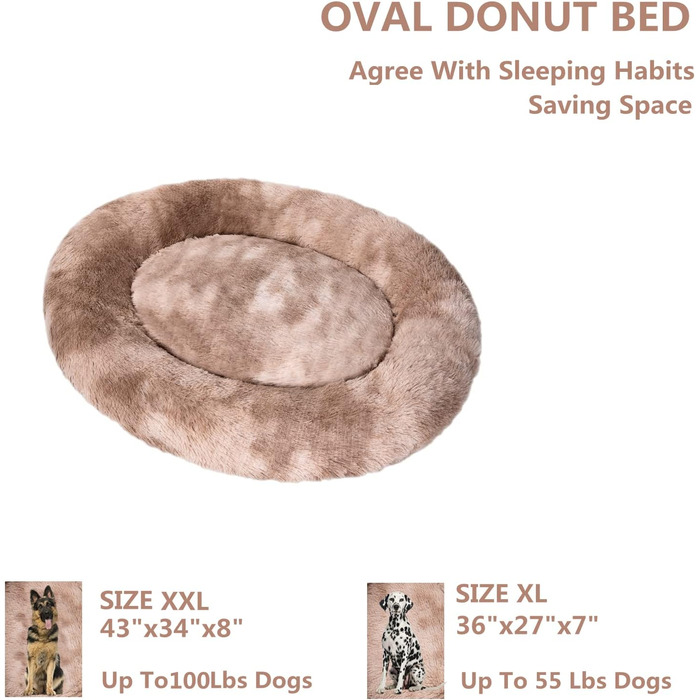 Ліжко для собак Coohom Donut, яке можна прати, XXL, бежевий