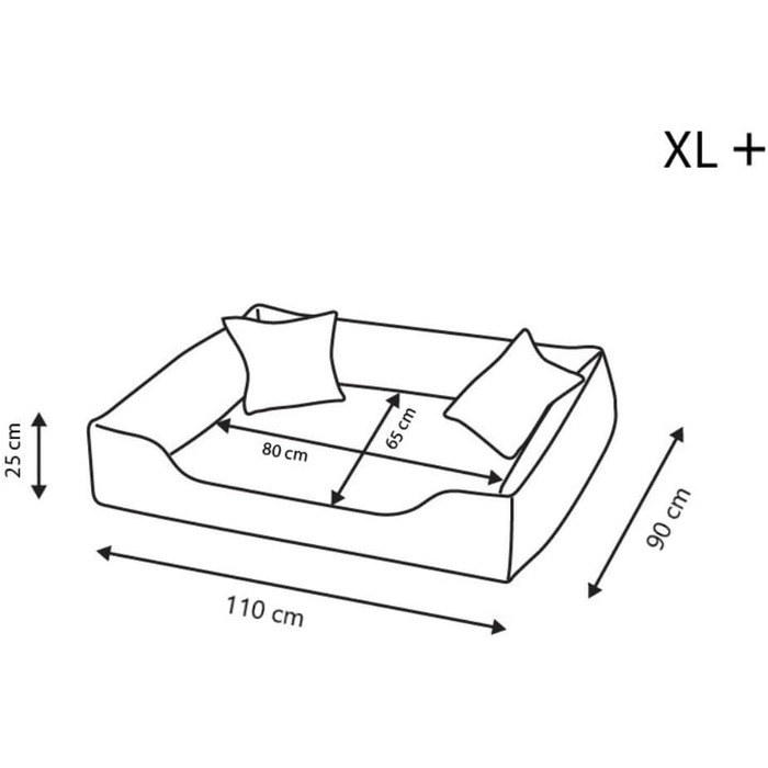 Ексклюзивне ліжко для собак Puffi XL+ 110x90 см сіре – лежак з алькантари, для середніх і великих собак, м'яка подушка, собача матрацика, зносостійкий, міцний, праний