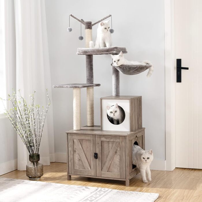 Котяче дерево з тумбою для лотка, 2-в-1, 150 см