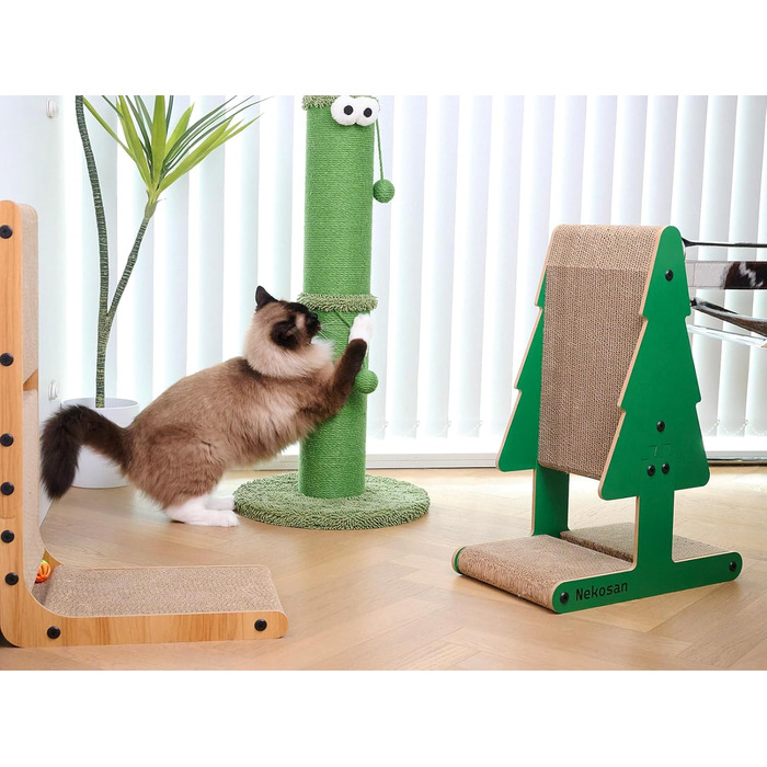 Кігтеточка Nekosan, 86 см, сізальп-стовпчик, іграшка, зелений