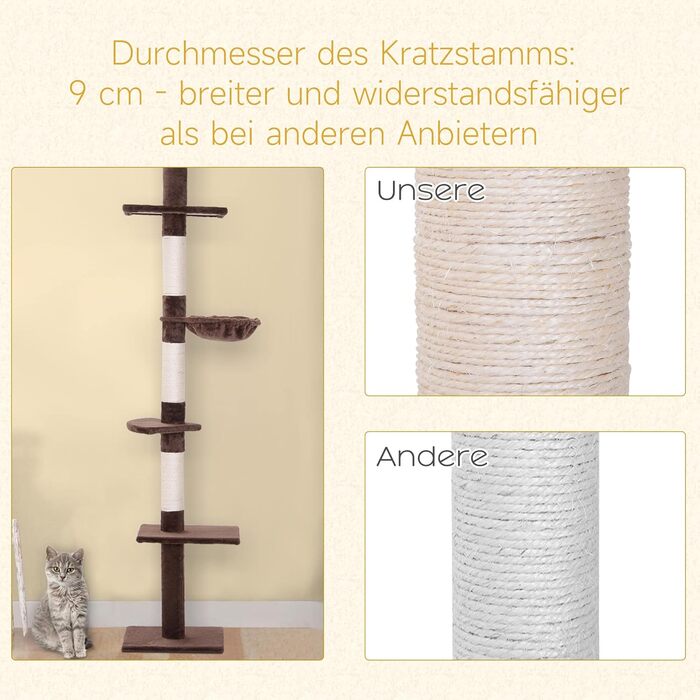 Стеля PawHut з регулюванням висоти Cat Tree Brown