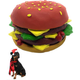 Велика іграшка для собак XL Cheeseburger, пищалка, натуральний каучук, 14 см, для великих порід, без шкідливих хімікатів