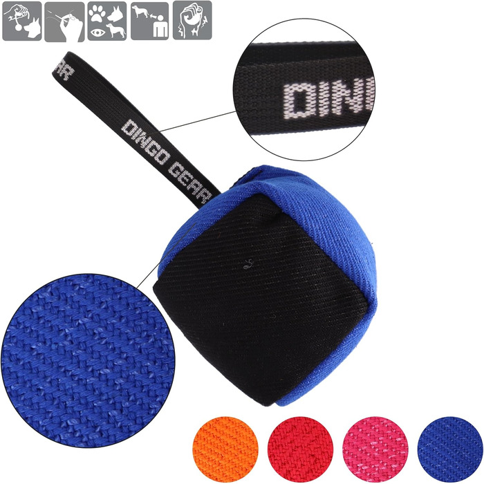 Іграшка для собак Dingo Gear у формі кубика, 10x10 см, з ручкою, з нейлкоту, чорна/синя – для тренувань та ігор