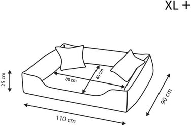 Ексклюзивне ліжко для собак Puffi XL+ 110x90 см сіре – лежак з алькантари, для середніх і великих собак, м'яка подушка, собача матрацика, зносостійкий, міцний, праний