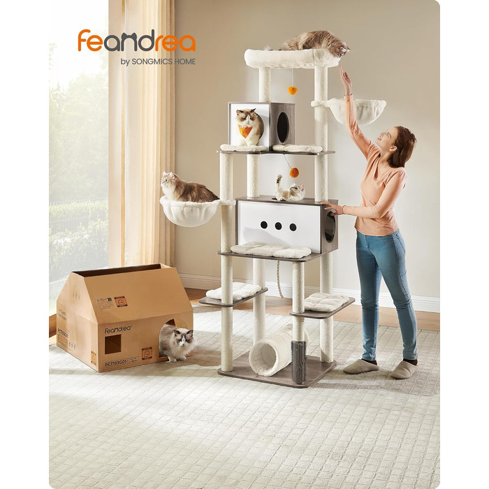 Кігтеточка Feandrea XXL, 197 см, сучасна, Сірий