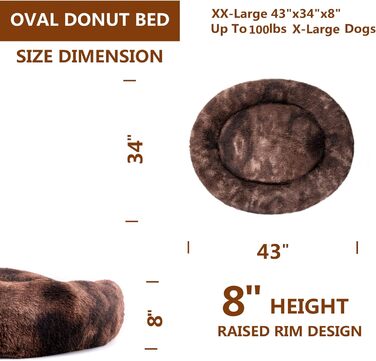 Ліжко для собак Coohom Donut, яке можна прати, XXL, коричневий