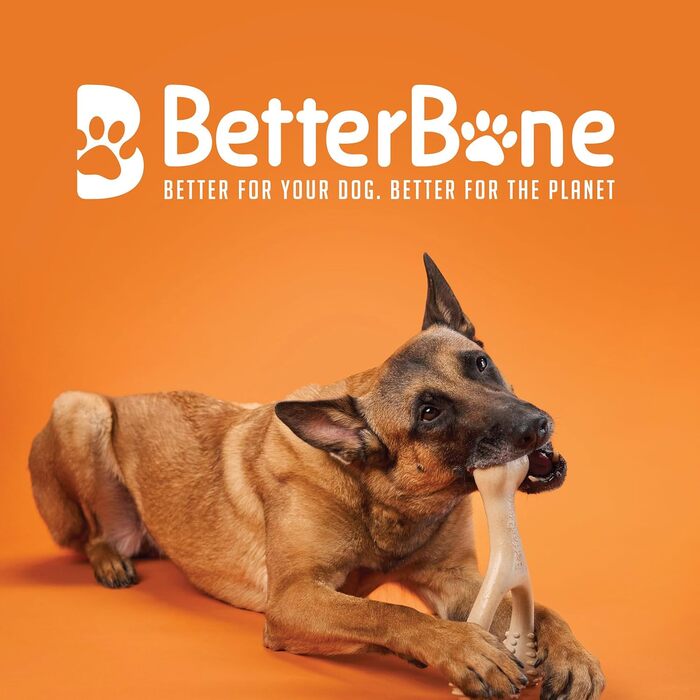 BetterBone – іграшка для собак для жування, велика, надміцна, зі смаком яловичини, безпечна, нейлонова, без ГМО, на основі целюлози, довговічна, не кришиться