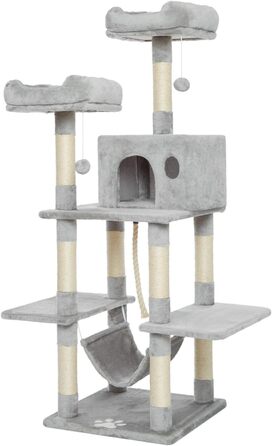 Кігтеточка Meerveil XL, 50x50x145 см, світло-сіра