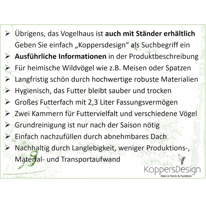 Годівниця для птахів Koppersdesign, FSC дерево, шиферна покрівля