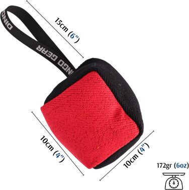 Іграшка для собак Dingo Gear Beißwurst з Nylcot, 10x10 см, куб, з ручкою, чорна/червона – для тренування та ігор