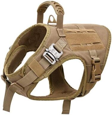 Тактична шлея для собак VIVOI K9, регульована, з гумовим покриттям, ручкою, світло-коричнева, розмір M