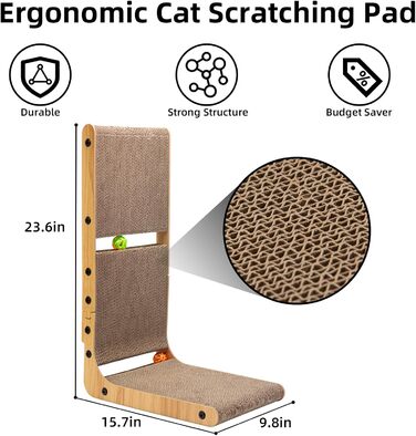 Дошка для дряпання Nekosan L-Scratch з іграшковими м'ячами для котів