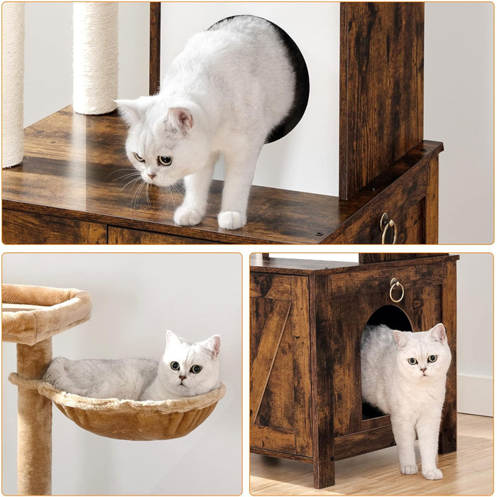 Котяче дерево з тумбою для лотка, 2-в-1, 150 см