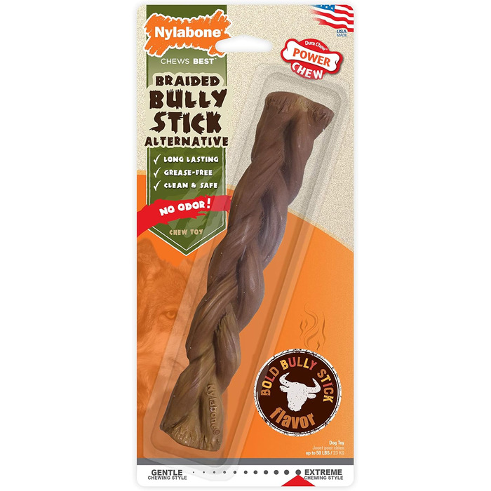 Nylabone Power Chew плетена жувальна іграшка для собак, альтернатива бичачому жилу з нейлону, для агресивних гризунів, зі смаком яловичини, велика/дуже велика порода