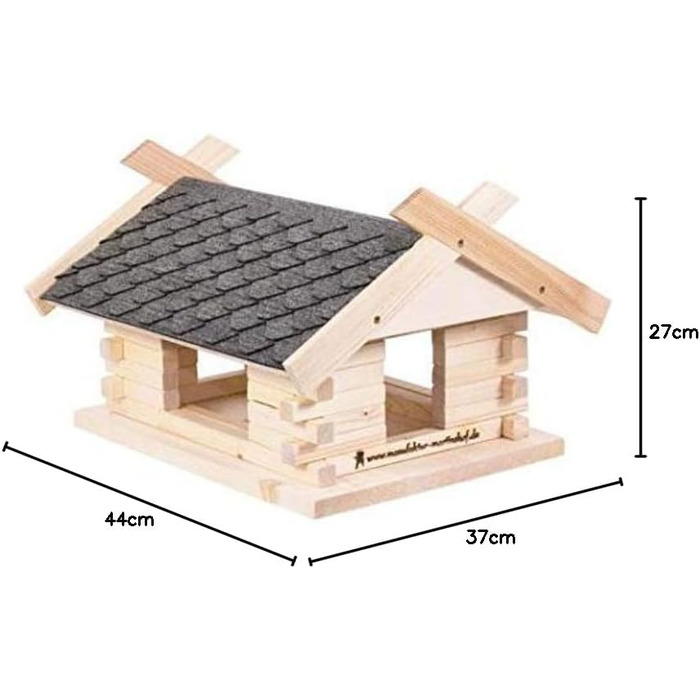 Шпаківня велика, шиферно-сіра 44x37x27 см, годівниця для птахів