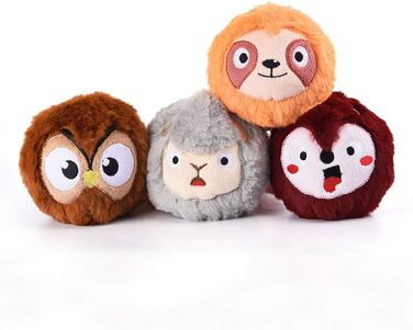 Інтерактивна іграшка для собак HugSmart Pet 2-в-1: плюшева без наповнювача та пищащий тенісний м'яч, міцна для апорту, для малих, середніх і великих порід (коричнева)