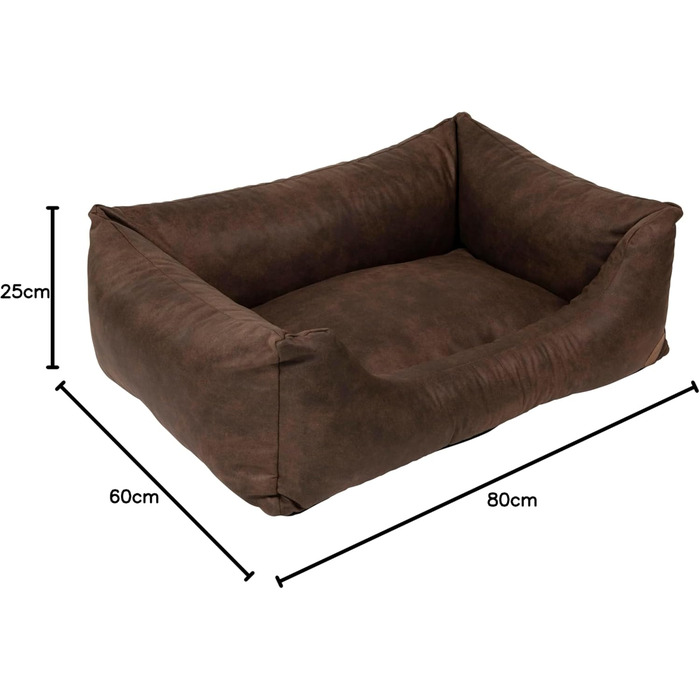 Лежак для собак JACK AND VANILLA JV Classy, штучна шкіра, коричневий, розмір M, 80x60x25 см – комфортний і довговічний