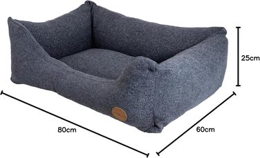 Ортопедичний диван для собак JACK AND VANILLA JV Hampton, темно-сірий, M, 80x60x25 см – лежак для літніх собак або тварин з чутливими суглобами