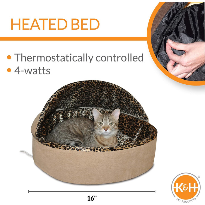 Ліжко K&H PET Thermo-Kitty Делюкс, з підігрівом, Леопард