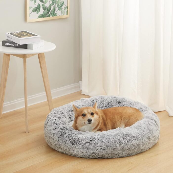 Ліжко для собаки Bedffolk Donut, пухнасте, велике, сіре