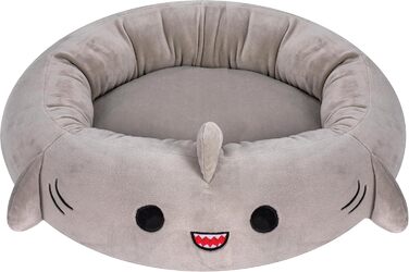 Ліжко для домашніх тварин Squishmallows у формі акули Гордона, 50,8 см, м'яке плюшеве, офіційне, сіре