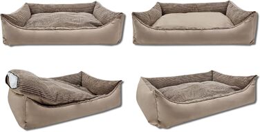 Велике ортопедичне ліжко для собак Odolplusz XXL з корду, бежеве, 100x70x19 см – ергономічний диван-подушка для великих порід