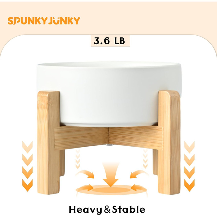 Керамічна миска для собак SPUNKYJUNKY з дерев'яною підставкою, 2 шт.
