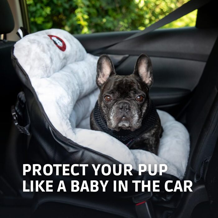 Автокрісло PupSaver для малих і середніх собак, краш-тест, м'яке ліжко для авто, до 13,6 кг, сумісне з ременем безпеки