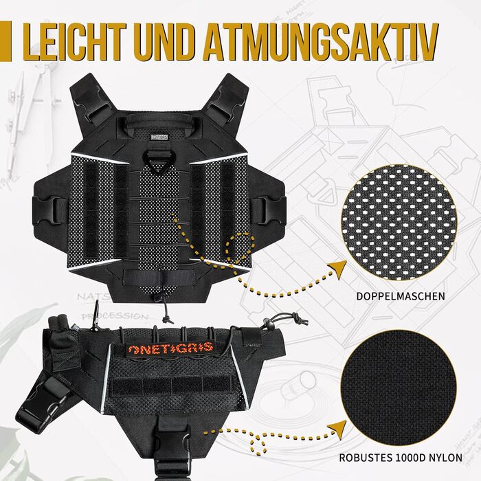Тактична шлейка для собак OneTigris X Commander, чорна
