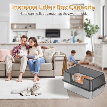 Котячий туалет з нержавіючої сталі 60x40x30 см з килимком і лопатою