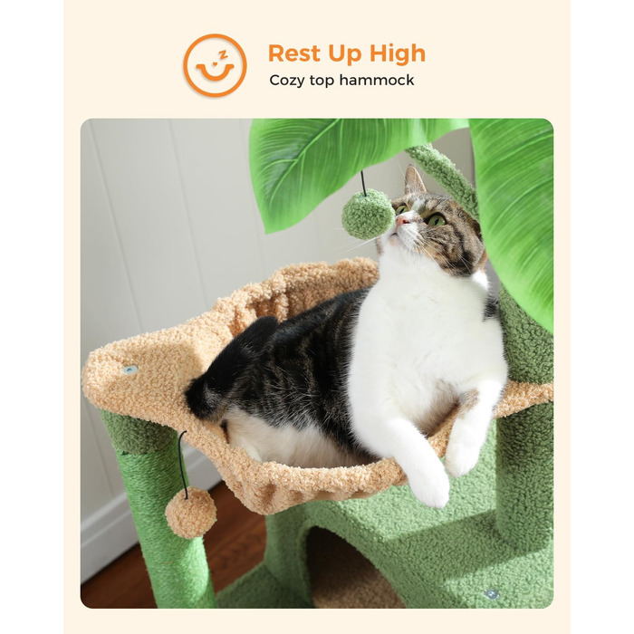 Кігтеточка PURRPURCAT з печерами та гамаком, зелена