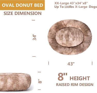 Ліжко для собак Coohom Donut, яке можна прати, XXL, бежевий