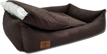 Odolplusz XXL Ліжко для великих собак 100x70 см, коричневе — собаче ліжко-матрац з двосторонньою подушкою, знімний та праний чохол