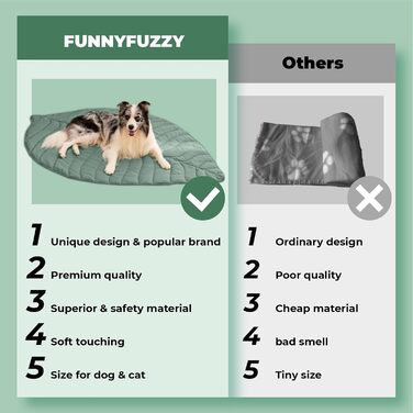 Ковдра для домашніх тварин FUNNY FUZZY, 119x109 см, дизайн листя