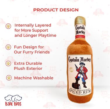 Іграшка для собак Bark Bros у вигляді пляшки лікеру, плюшева, із пискавкою, пародія на алкоголь, для цуценят і дорослих собак, оригінальний подарунок