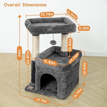 Котяче дерево кімнатне, Cat Post & Perch, темно-сіре