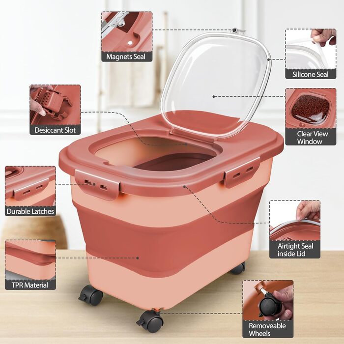 Контейнер для корму для собак Viretec, 2,3-9 кг, складний, герметичний