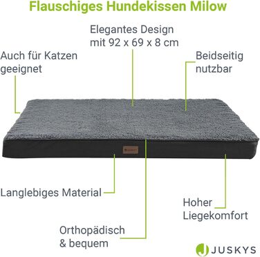 Ортопедичне ліжко для собаки Juskys Milow 112x81см, сіре