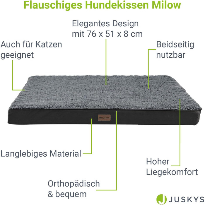 Ортопедичне ліжко для собаки Juskys Milow 112x81см сіре