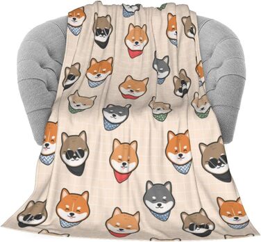 М'яка флісова ковдра FeHuew Shiba Inu, японська, 101×127 см, легка плед-фланель для дивану, ліжка, подорожей, кемпінгу, для дітей та дорослих